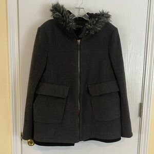 Kristen Blake 80% Wool Zip Coat with Hood